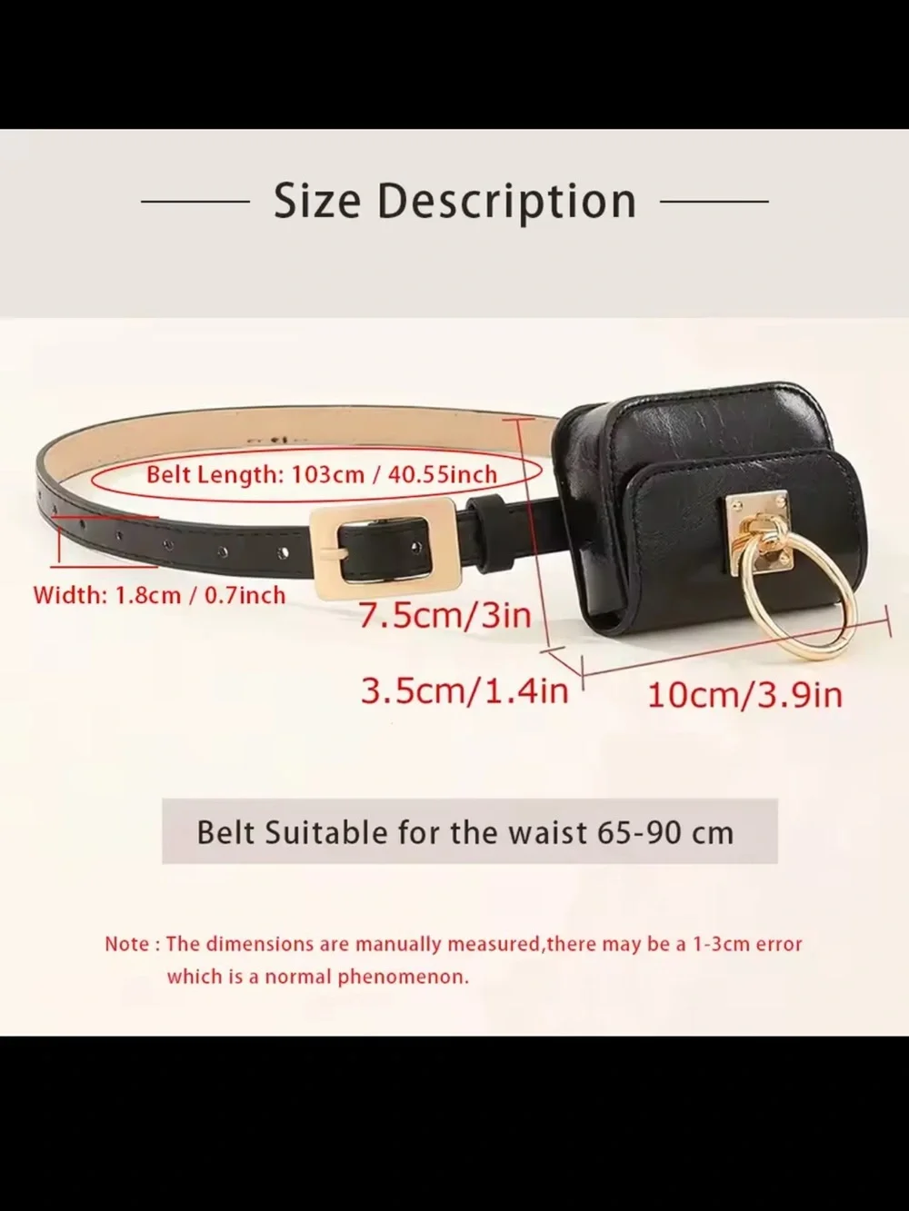 Black Faux Leather Belt Bag